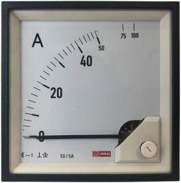 Image du produit Rs Pro Ampèremètre 10 (Input) A, 100 (Scle) A, 50/5 (CT) A AC Fer rotatif, 92mm x 92mm P. 54 (<30 A) m