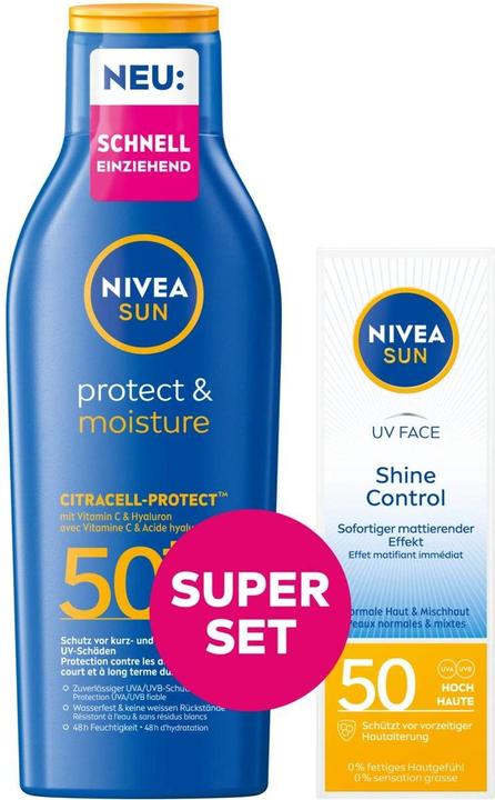 Actual product image NIVEA Protect & Moisture (Sun lotion, SPF 50, 250 ml)