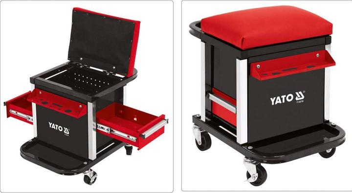 Yato Professional workshop stool with 2 drawers, storage compartment and shelf, 360° rotatable, 4
