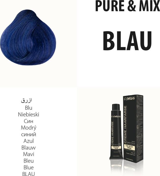 Actual product image FemMas blue) hair color pure & mix 100ml (100ml)