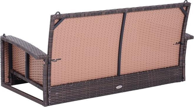 Produktbild Swisshandel24 Hängebank 2-Sitzer Rattan Gartenschaukel mit Sitzkissen Hängeschaukel Hollywoodschaukel Schaukelbank