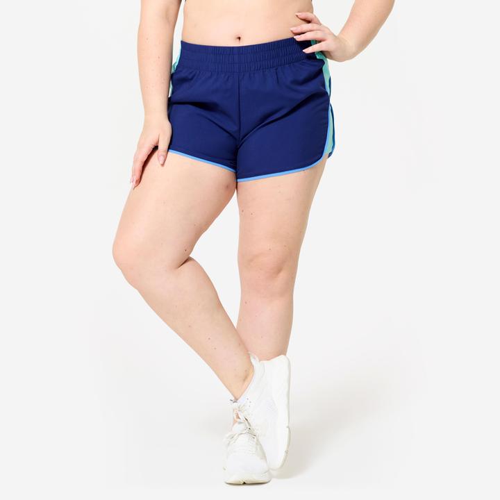 Domyos Shorts kurz leicht - blau Leo-Print