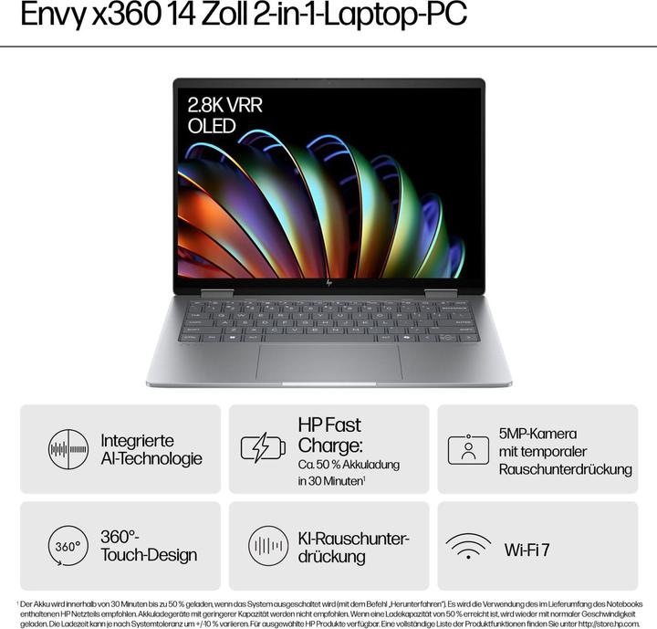 Immagine prodotto HP Envy x360 14-fa0152ng (14", AMD Ryzen 5 8640HS, 16 GB, 512 GB, DE)