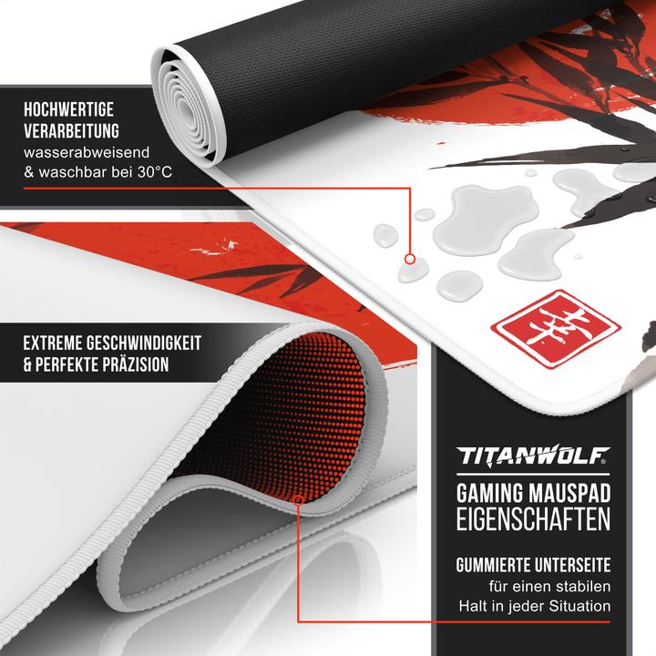 Immagine prodotto Titanwolf Tappetino per mouse da gioco, tappetino per mouse da gioco 900 x 400 mm XXL Speed, mousepad con (XXL)
