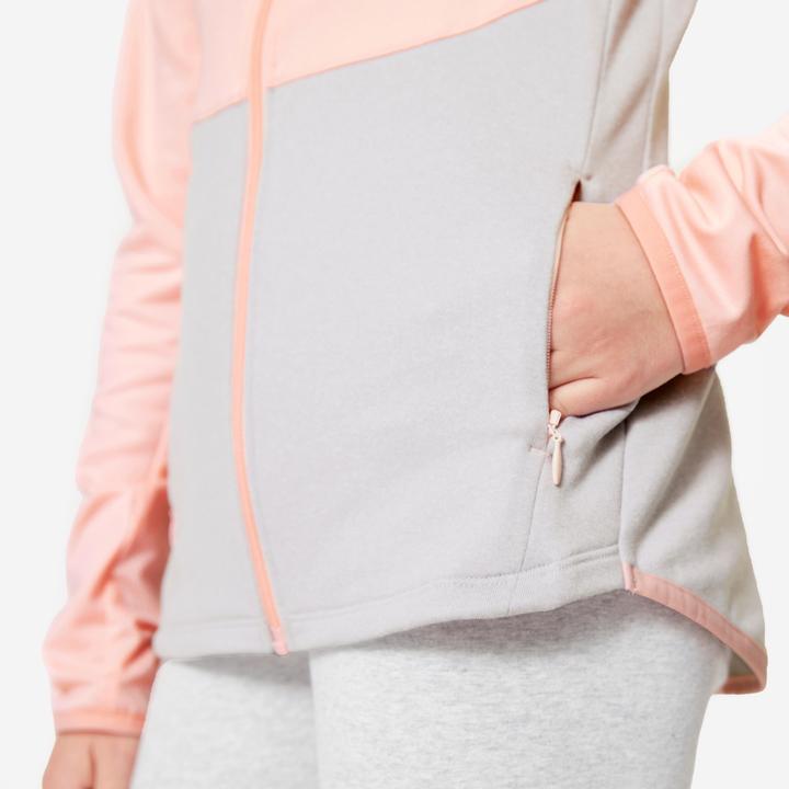 Image du produit Decathlon Veste de survêtement fille cintrée - rose/gris (12, 13, 14)