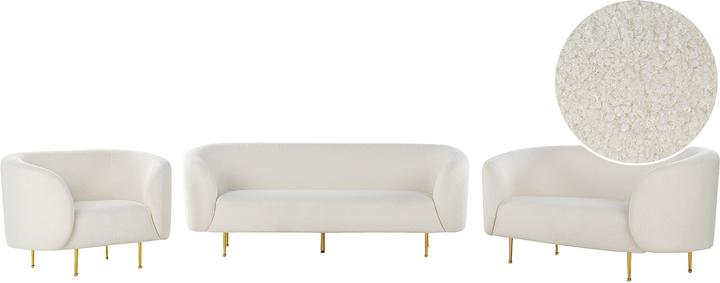 Produktbild Beliani Sofa Set Bouclé weiss 6-Sitzer LOEN (2-Sitzer, 3-Sitzer)