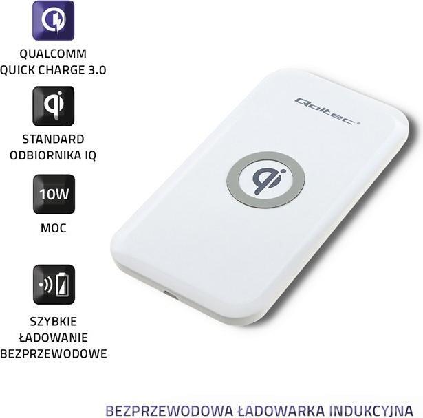 Actual product image Qoltec Bezprzewodowa ładowarka indukcyjna | Qualcomm QuickCharge 3.0 10W | Biały