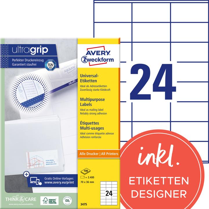 Actual product image Avery Universal labels