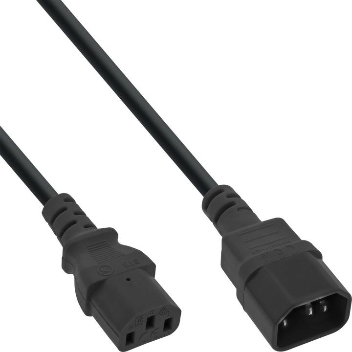 InLine 55er Bulk-Pack ® Kaltgeräteverlängerung, C13 auf C14, schwarz, 1m (1 m)
