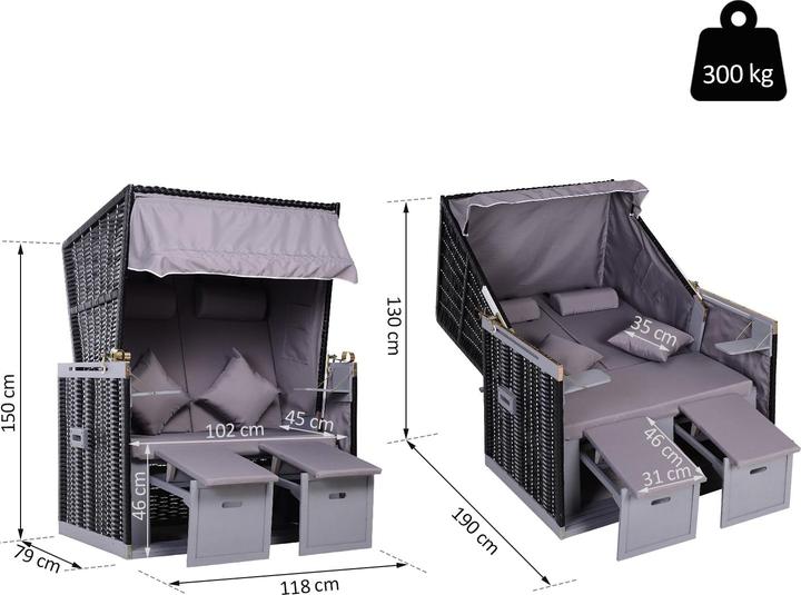 Actual product image Outsunny Beach chair with roof and cup holder