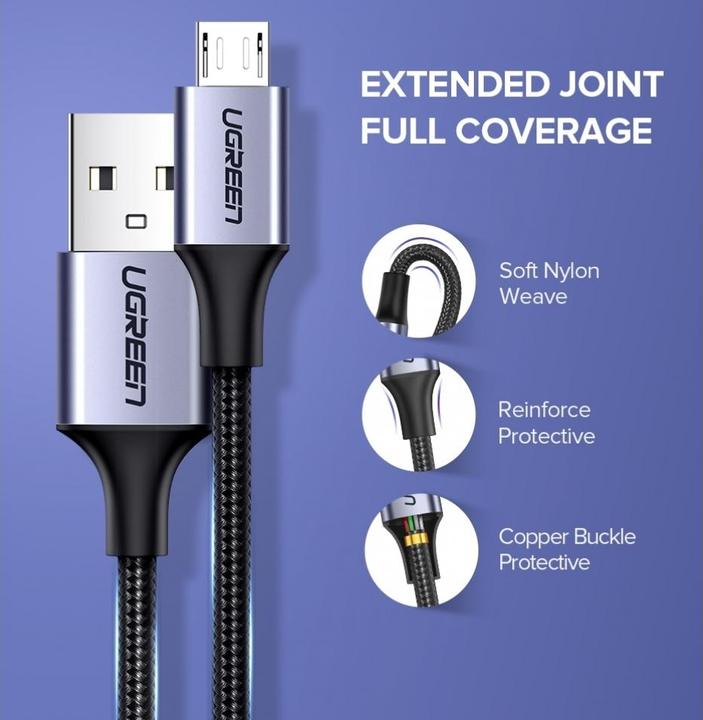 Immagine prodotto Ugreen MicroUSB in nylon stabile (0.25 m, USB 2.0)