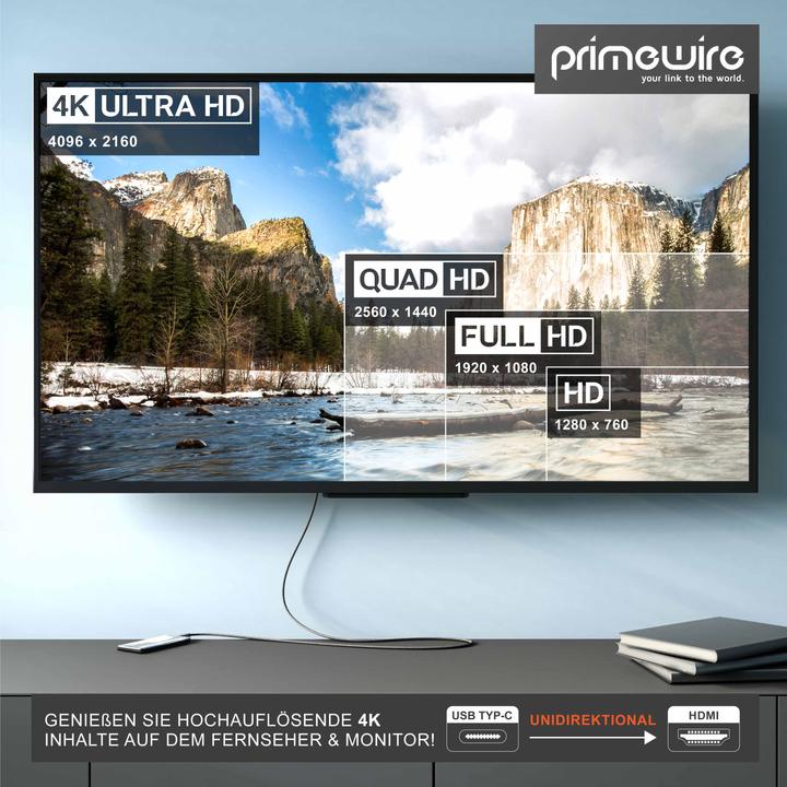 Produktbild Primewire HDMI – USB C (2 m, USB Typ C, HDMI)