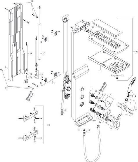 Image du produit hansgrohe Raindance Lift 180 2jet Duschpaneel apparent chrom/edelmatt : couleur - blanc/chrome