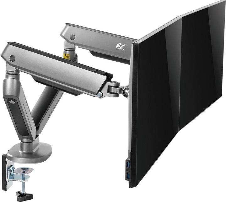 Actual product image NanoRS 2-Fold Gaming Monitor Mount 17-32 with Adjustable RGB LED Lighting Table Mount Height Adjustable (Table, 32.01")