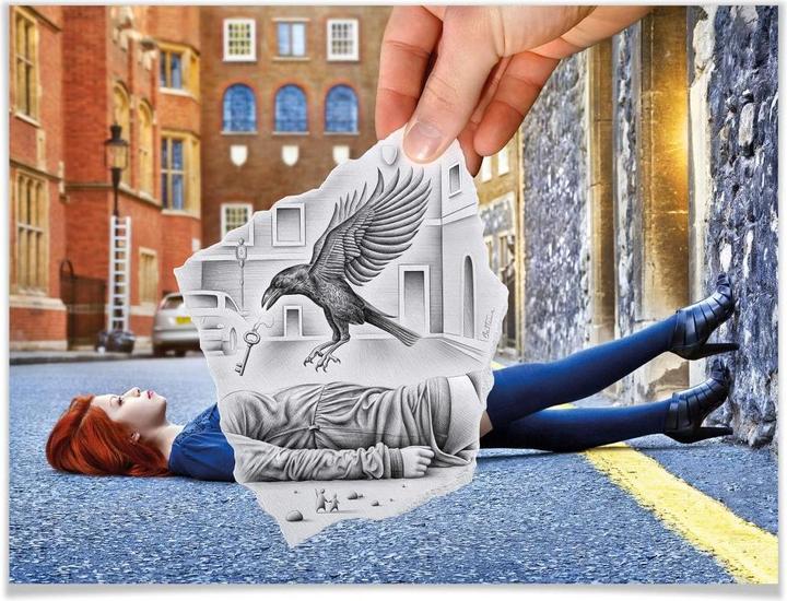 Actual product image Trenddeko Heine - Pen vs. Camera - The Eagle (80 x 100 cm)