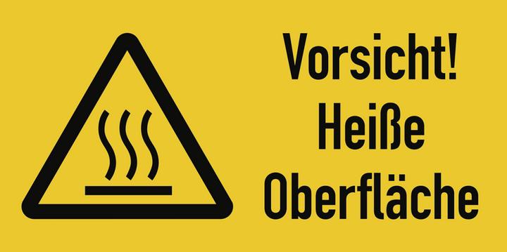 Produktbild Moravia Warnzeichen Vorsicht! Heisse Oberfläche Polyesterfolie, 105x52 mm