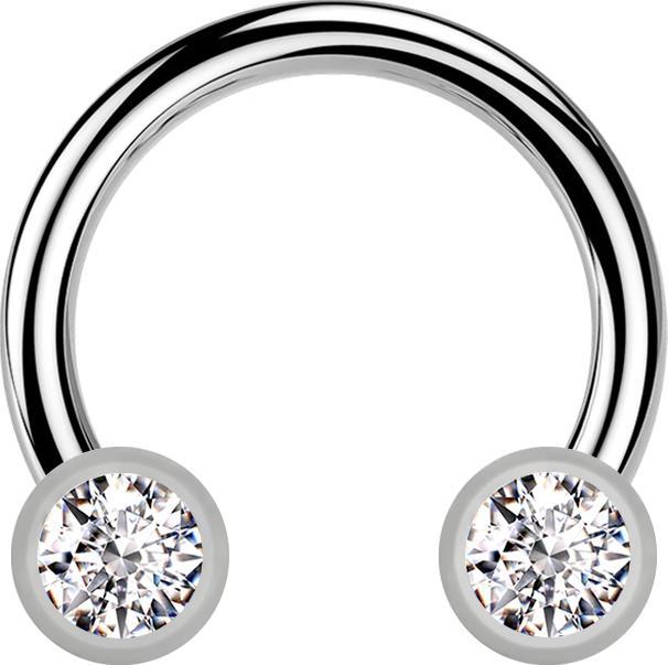 Star Piercing Micro Threadless Circular Barbell silber mit zwei Zylindern silber front Kristall silber (Titan G23, ohne Messing)