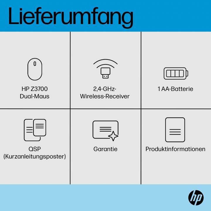 Actual product image HP Z3700 Dual Silver Wireless Mouse EURO (P) (Wireless)