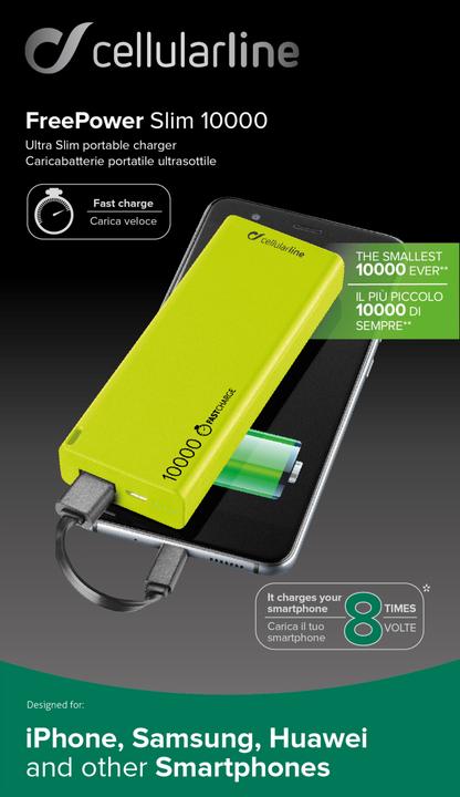 Produktbild Cellularline Freepower Slim (10000 mAh, 10 W, 37 Wh)