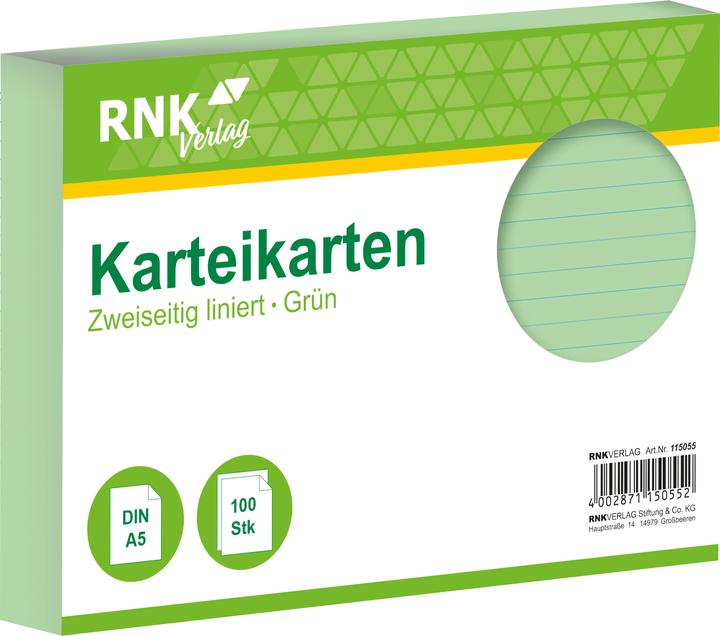 Actual product image Rnk Index cards lined A5 (A5, 205 g/m², 100 x)