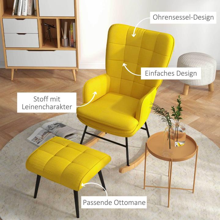 Image du produit Homcom Fauteuil à bascule avec tabouret et dossier haut