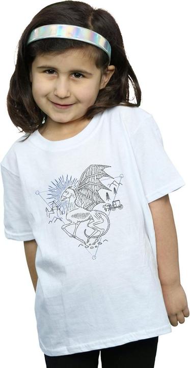 Actual product image Girls Thestral Line Art Cotton T-Shirt (152, 158)