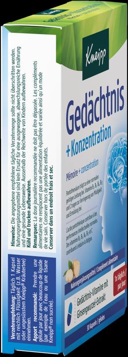 Actual product image Kneipp Memory + Concentration (30 Piece, Capsules, 15 g)