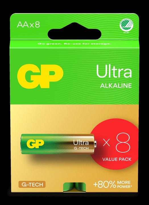 Image du produit GP Batteries GP - Piles alcalines ultra, taille AA, 15AU/LR6, 1.5V, 8-packs (8 pcs, AA)