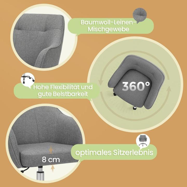 Actual product image Songmics Office chair, OBG019G01V1 grey fabric, silver frame