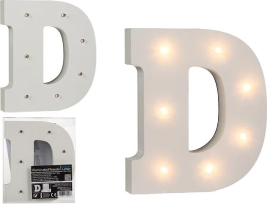 Actual product image Ootb Illuminated wooden letter D, with 7 LEDs, approx. 16 cm