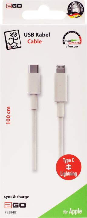 Immagine prodotto 2GO 795848 Cavo USB USB 3.2 Gen 1 (3.1 Gen 1) USB C Lightning (1 m, USB 3.2 Gen 1)
