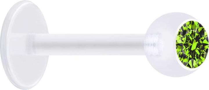 Produktbild Star Piercing Micro Labret transparent mit Kugel und Kristall hellgrün (ohne Messing, Bioflex)