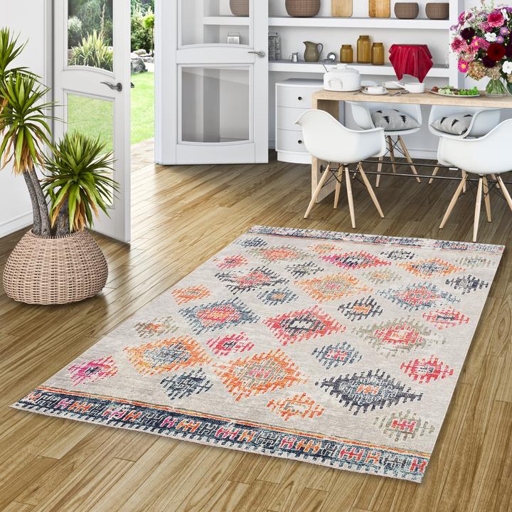 Produktbild Pergamon Kurzflor Designer Teppich Modern Vintage Orient Muster (160 x 230 cm)
