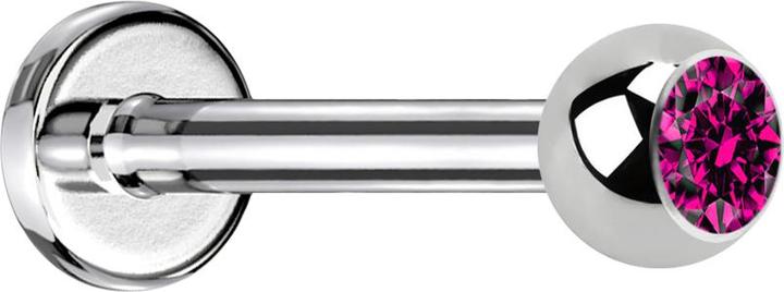 Produktbild Star Piercing Labret silber mit Kugel Kristall fuchsia (Chirurgenstahl 316L, ohne Messing)
