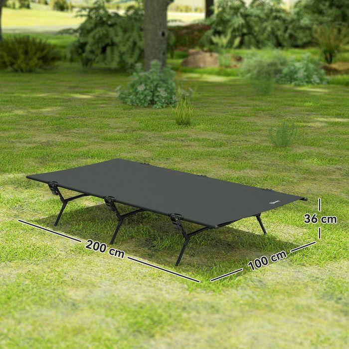 Produktbild Swisshandel24 Feldbett faltbar Campingbett mit Tragetasche 200 x 100 x 36 cm Gästebett Schwarz