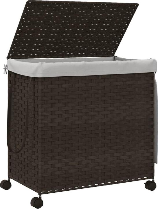 Actual product image VidaXL Laundry basket with castors Dark brown 60x35x60.5 cm