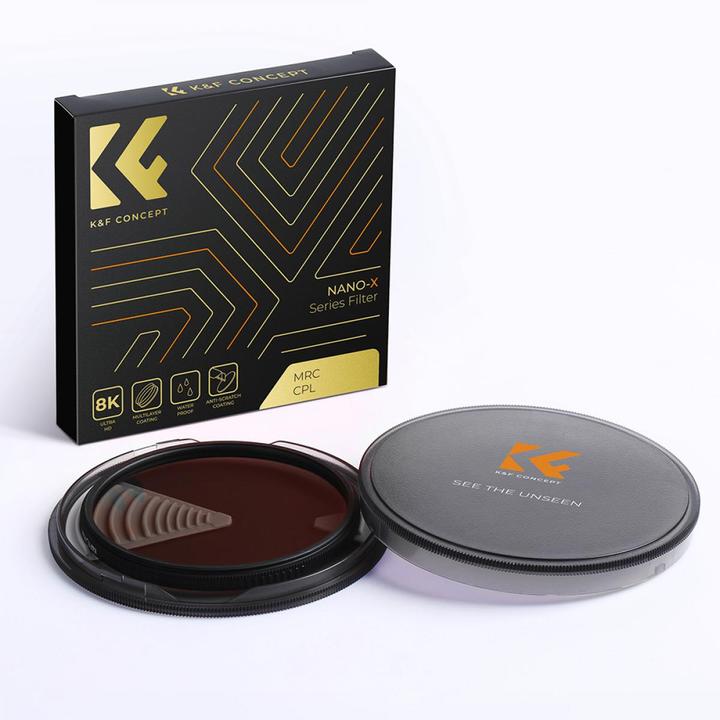 Image du produit K&F Concept Filtre CPL 58MM Super Slim Circular Polarizing Filter with 28 Layer Green Coated, HD, Waterproof, An (58 mm, Filtre polarisant)