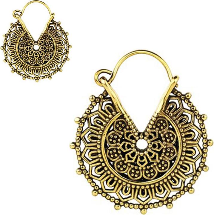 Actual product image Star Piercing Earring Gold Plated Greek Flower (Brass)