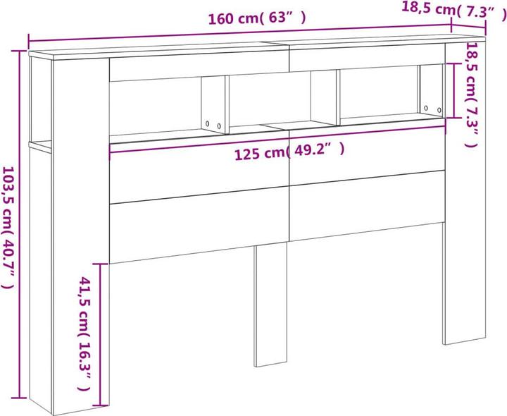 Produktbild VidaXL LED-Kopfteil (160 x 18.5 x 103.5 cm)