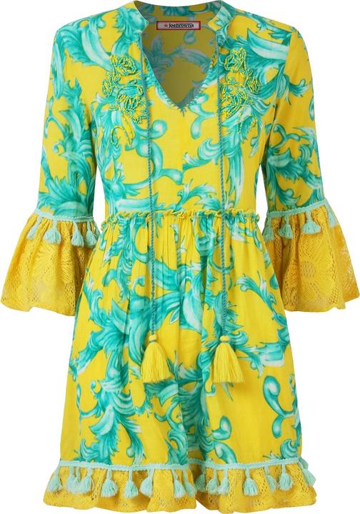 Joe Browns Boho Print Lace Sleeve Beaded Cotton Tunic Dress