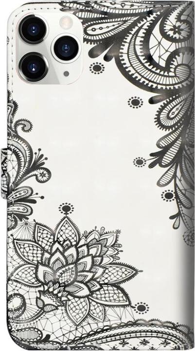 Actual product image Cover-Discount iPhone 12 mini - case glitter effect flowers black (Apple iPhone 12 mini)