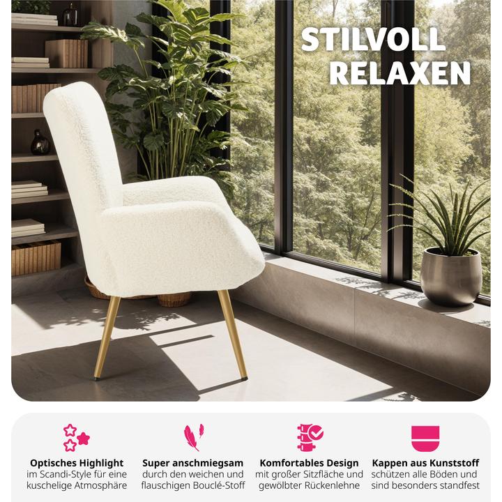 Actual product image tectake Armchair Hygge - padded, armrests and ergonomic backrest, 150 kg load capacity