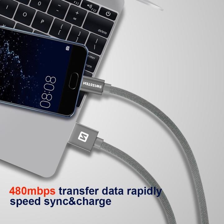 Image du produit Swissten Câble de données textile USB / Micro-USB 1.2 M (1.20 m, USB 2.0)