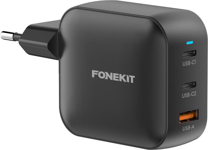 FoneKit GaN PD 100W Power Adapter, USB-C + USB-A, black (100 W)