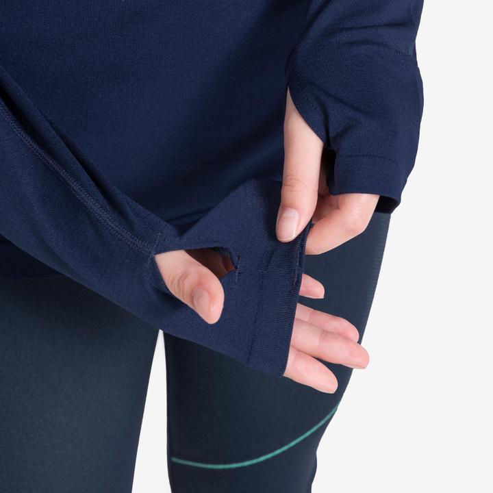 Produktbild Kiprun Laufshirt langarm Kinder atmungsaktiv - Skincare dunkelblau/grau (128)