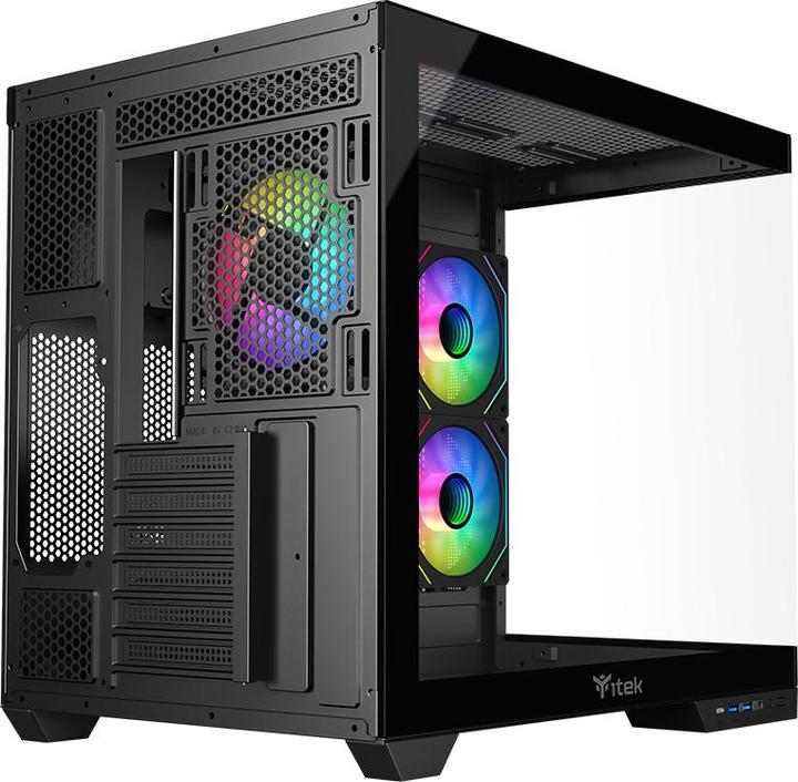 Actual product image Itek Boitier Moyen Tour ATX Dark Cave DS RGB avec panneaux vitrés (Noir) (mATX, ATX, Mini-ITX)