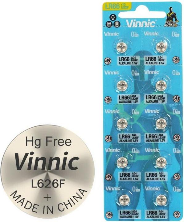 Produktbild Vinnic 10er Set AG 4, LR66, L626F, V376, V377, LR626 (10 Stk., Gerätespezifisch, 18 mAh)