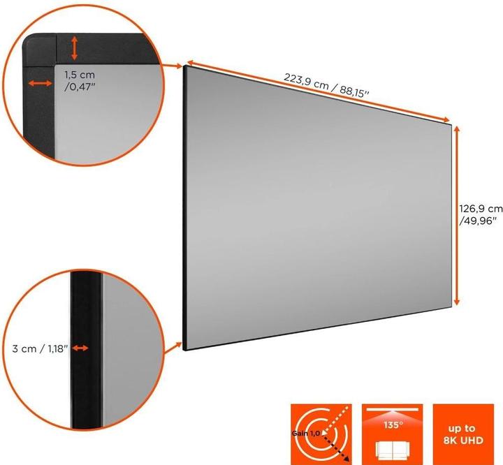 Produktbild Celexon HomeCinema UST Hochkontrast-Rahmenleinwand BrightOnyx, 1​00" (100", 16:9)