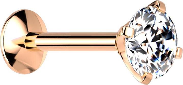 Produktbild Star Piercing Micro Innengewinde Labret UFO rosegold mit Kristall silber gefasst (ohne Messing, Titan G23)