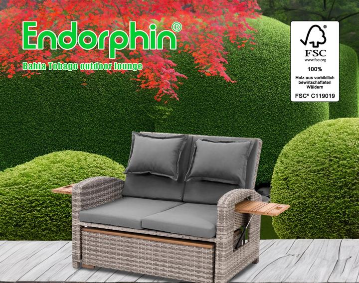 Actual product image Bahia Tobago garden sofa with teak parts